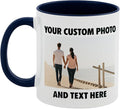 Personalized Coffee Mug | Custom Photo, Text, or Logo Cup (11oz, Navy Blue Rim, Inner, and Handle) |Dishwasher & Microwave Safe |Unique Gift for Men & Women –Taza Personalizada