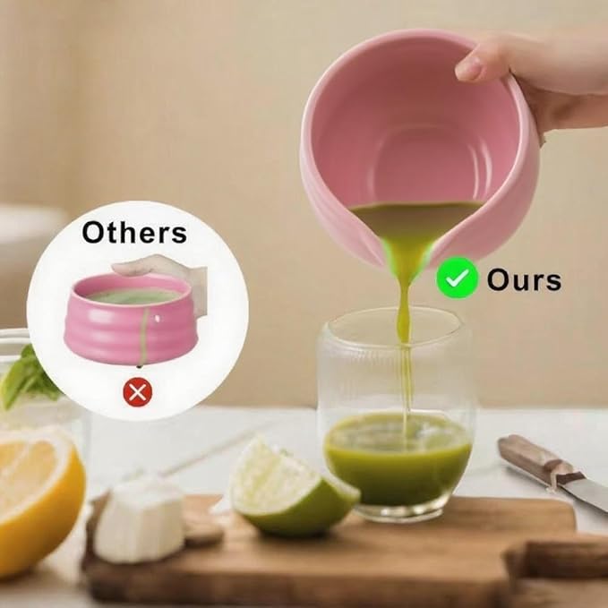 Cute Pink Matcha Bowl with Spout - Ceramic Matcha Mixing Bowl - Matcha Whisk Bowl - Matcha Tea Bowl Only