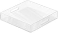 MAONAME Acrylic Serving Tray with Handles, 10"X10" Rectangular Clear Tray, Ottoman Decorative Trays, Coffee Table Trays for Countertop, Living Room, Office