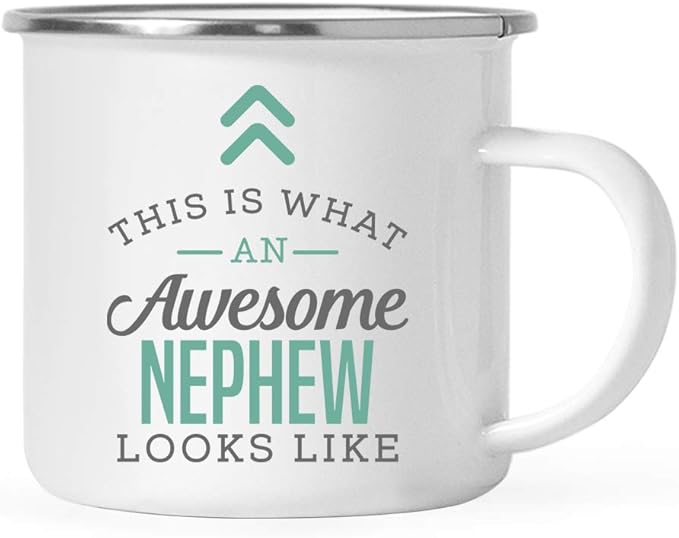 Andaz Press 11oz. Stainless Steel Campfire Coffee Mug Gift, This is What an Awesome Nephew Looks Like, 1-Pack, Birthday Gift Ideas Coworker Him Her, Includes Gift Box