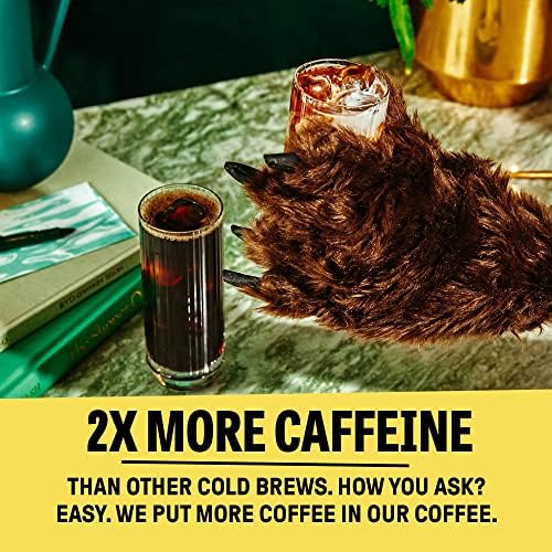 Wandering Bear Organic Caramel Cold Brew Coffee - Strong, Bold, Smooth, Unsweetened, Shelf-Stable, Ready to Drink, Gluten Free, & Vegan Iced Cold Brewed Coffee Drink - 32 fl oz, 6 pack