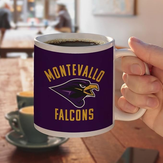University of Montevallo Falcons Logo Ceramic Coffee Mug, Novelty Gift Mugs for Coffee, Tea and Hot Drinks, 11oz, White