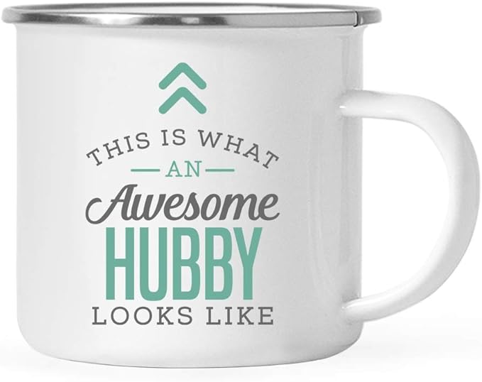 Andaz Press 11oz. Stainless Steel Campfire Coffee Mug Gift, This is What an Awesome Hubby Looks Like, 1-Pack, Birthday Gift Ideas Coworker Him Her, Includes Gift Box