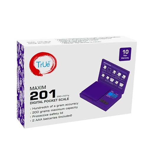 True 42 Maxim 201 Purple Special Edition 200gx0.01g Precision Gram Scale for Jewelry/Food/Medicine Paisley 200g 0.01g (Purple Grape)