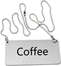 New Star Foodservice 27426 Stainless Steel Chain Sign, (Coffee), 3.5"x 1.5", Set of 2