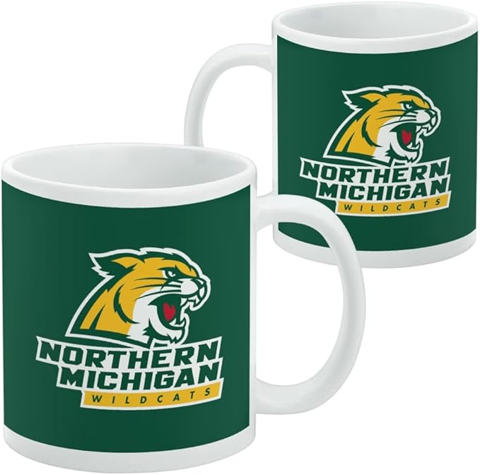 Northern Michigan Wildcats Logo Ceramic Coffee Mug, Novelty Gift Mugs for Coffee, Tea and Hot Drinks, 11oz, White