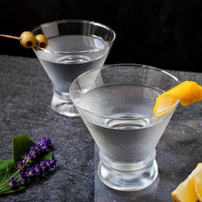 Martini Glasses Set of 4 - Crystal Cocktail Glasses, Stemless Martini Glass for Bar, Martini, Cosmopolitan, Manhattan, Gimlet, Pisco Sour Brandy, Margarita Glasses, Dessert Cups, Sake Cup, 8oz
