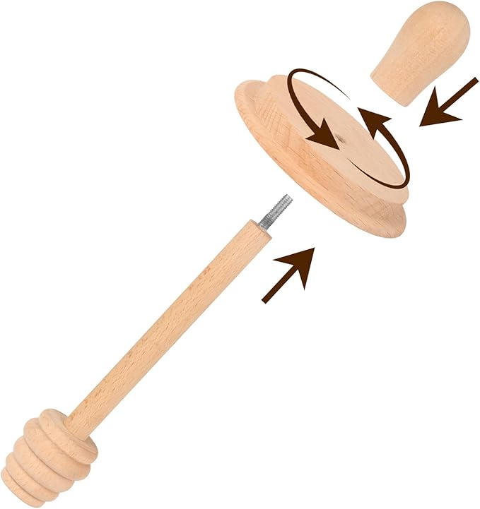 Wooden Mason Jar Honey Dippers - Honey Dipper Wooden Stick for Regular Mouth Mason Jars, Honey Spoon Mason Jar Honeycomb Lid for Regular Mouth 16 oz Mason, Ball Jars (1X Honey Dippers Standard 16OZ)