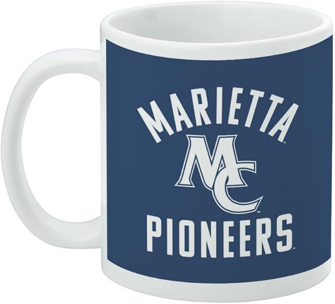 Marietta College Pioneers Logo Ceramic Coffee Mug, Novelty Gift Mugs for Coffee, Tea and Hot Drinks, 11oz, White