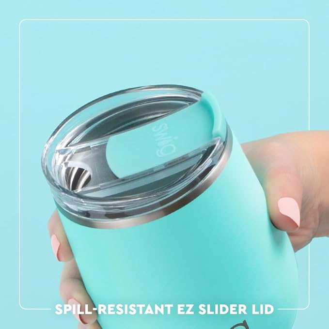 Swig Life 12oz Wine Tumbler with Lid, Stainless Steel, Dishwasher Safe, Portable, Triple Insulated Wine Tumbler (Glacier Stripe)