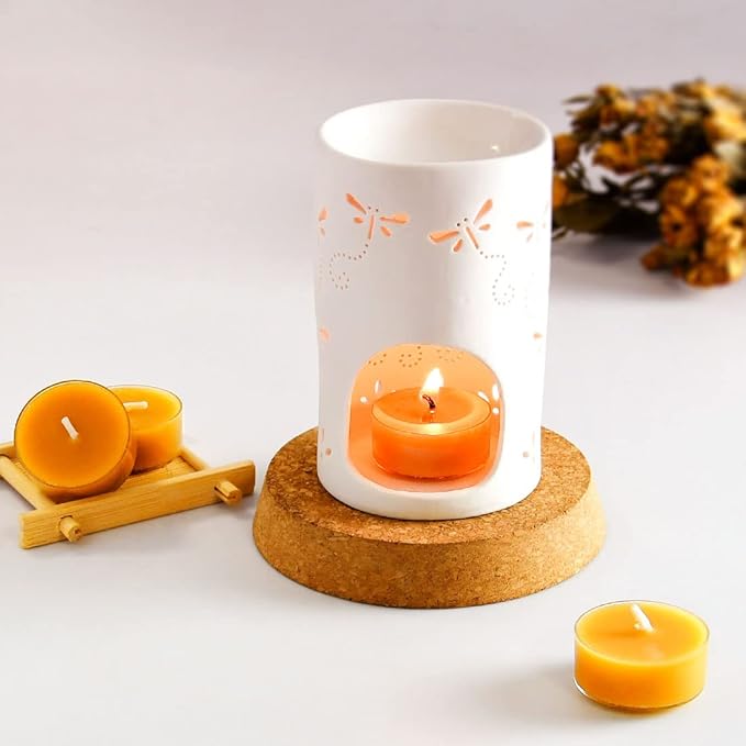 9PCS Pure Beeswax Tealight Candles, Natural Scent, Clear Cup