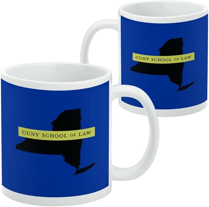 CUNY School of Law State Shape Ceramic Coffee Mug, Novelty Gift Mugs for Coffee, Tea and Hot Drinks, 11oz, White