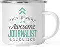 Andaz Press 11oz. Stainless Steel Campfire Coffee Mug Gift, This is What an Awesome Journalist Looks Like, 1-Pack, Birthday Gift Ideas Coworker Him Her, Includes Gift Box