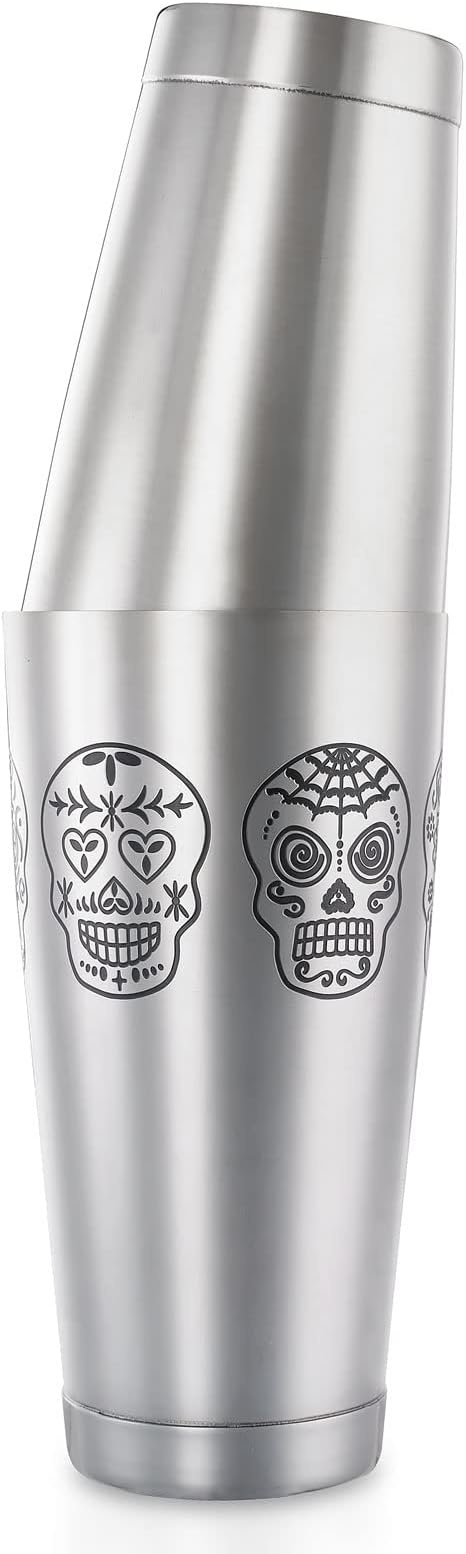 Barfly Skull Cocktail Shaker Tin Set (18 oz and 28 oz),Stainless Steel, Skull,M37009SKU
