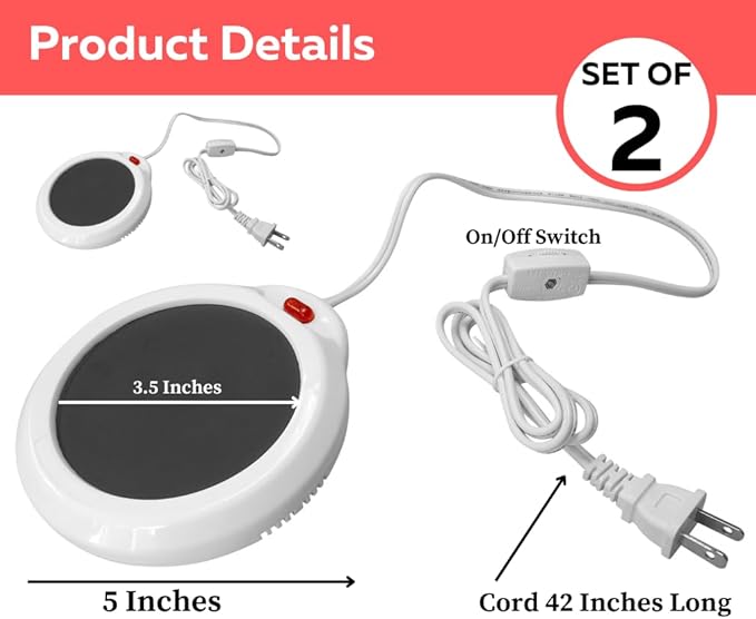 Evelots Electric Desk Cup Warmer 2 Pack - Candle Warming Plate - Coffee Mug Heater - Also Great for Hot Tea, Hot Chocolate, Soup, Scented Candles - On/Off Indicator Light