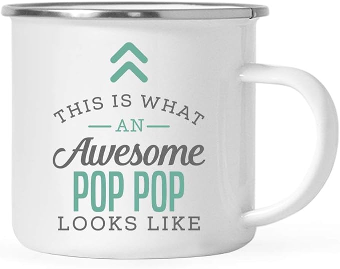 Andaz Press 11oz. Stainless Steel Campfire Coffee Mug, This is What an Awesome Pop Pop Looks Like, 1-Pack, Birthday Gift Ideas for Coworker Him Her, Includes Gift Box