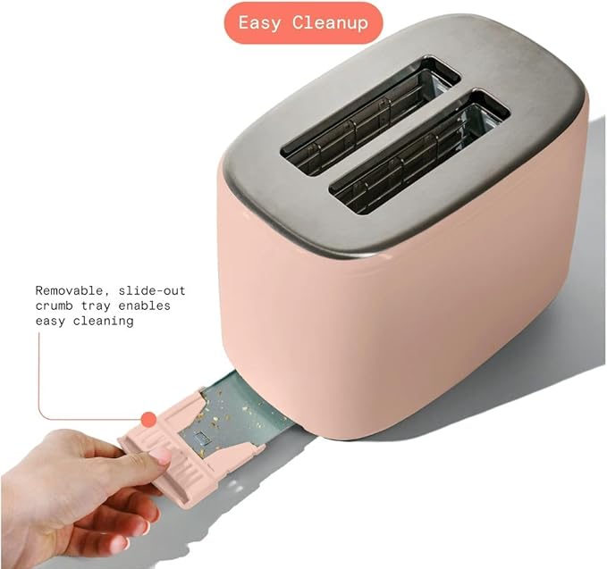 Beautiful by Drew Barrymore 2-Slice Toaster, Touch-Activated Display, 7 Shade Settings, Bagel/Frozen/Reheat Presets. (Rose)