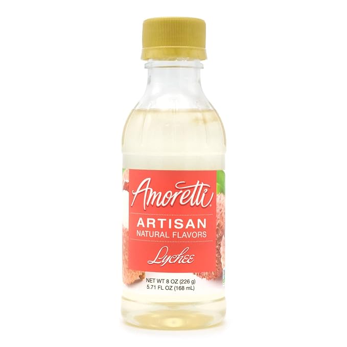 Amoretti - Natural Lychee Artisan Flavor Paste, 8 oz, Perfect For Ice Cream, Beverages, Cakes, and more, Preservative Free, Vegan, Gluten Free, No Artificial Sweeteners, Highly Concentrated