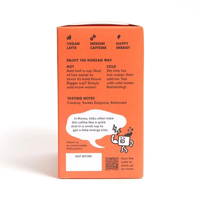 KimlyParc Vegan Korean Instant Coffee Mix | Original Korean Latte with Vegan Creamer, Organic Unrefined Cane Sugar, Himalayan Pink Salt | Lactose, Dairy, Gluten free | Premium 3-in-1 Coffee Enjoy Hot or Iced (10 Single Serve Packets)