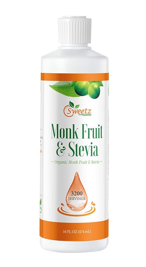 Monk Fruit & Stevia Liquid Sweetener Drops - Natural Sweeteners & Sugar Alternatives - Delicious Blend with No Bitter Aftertaste - Concentrated Sweetener Liquid Drops Extract – 16 FL OZ (3200 Servings)