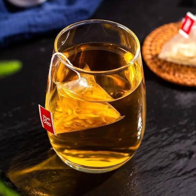 Shredded Ginger Herbal Tea – 姜根茶 – 3.5oz/100g, 50 Pyramid Tea Bags, Non-GMO, Caffeine-Free, Warming & Spicy, Supports Digestion & Circulation