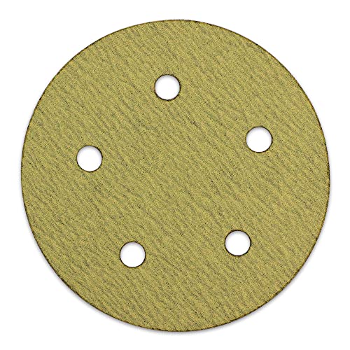 BHA 5" Inch 5 Hole Hook and Loop Sanding Discs for Orbital DA Sanders - 100 Pack (320 Grit)