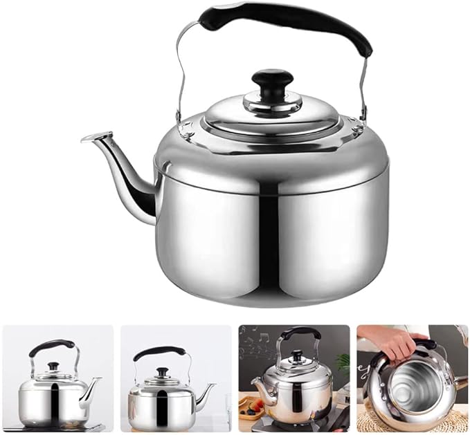ERINGOGO Stainless Steel Whistling Tea Kettle Large Capacity Stove Top Kettle Compatible with Induction and Gas Stoves Comfortable Handle for Boiling Water and Brewing Coffee Tea
