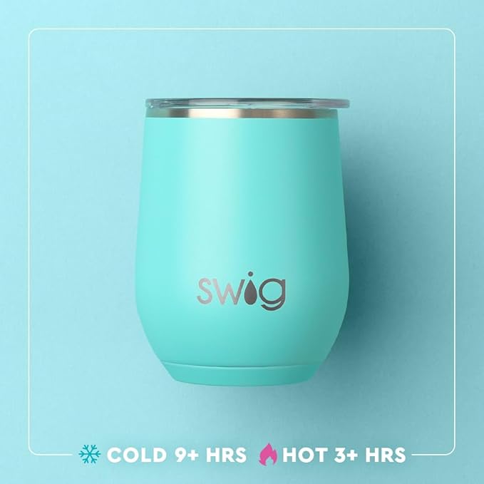 Swig Life 12oz Wine Tumbler with Lid, Stainless Steel, Dishwasher Safe, Portable, Triple Insulated Wine Tumbler (Get Crackin)