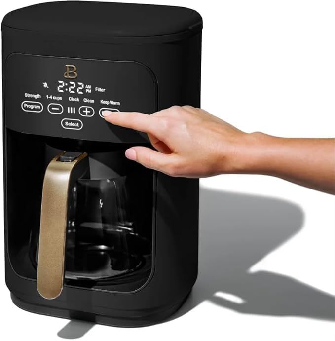Beautiful 14-Cup Programmable Drip Coffee Maker with Touch Display - Automatic Coffee Machine with Timer for Home & Office - by Drew Barrymore (Black Sesame)