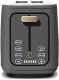 Beautiful by Drew Barrymore 2-Slice Toaster, Touch-Activated Display, 7 Shade Settings, Bagel/Frozen/Reheat Presets. (Oyster Gray)
