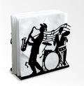 Jazz Live Performance Decorative Black Metal Napkin Holder for Table, 5.3" x 4.9" x 1.9" Sheet Music Standing Napkin Holder for Home Kitchen Restaurant Picnic Party Coffee Bar Dining Room