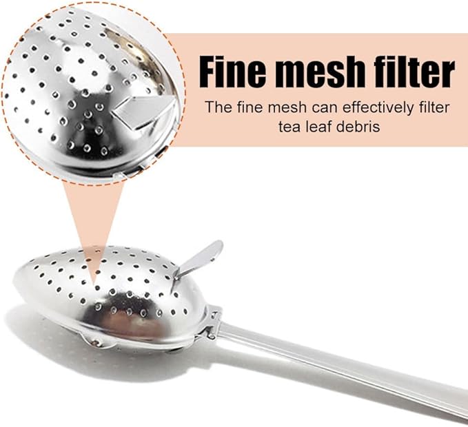 2PCS Tea Strainers, Stainless Steel Tea Diffuser Spoons with Long Handle for Loose Tea Leaf Coffee Herb