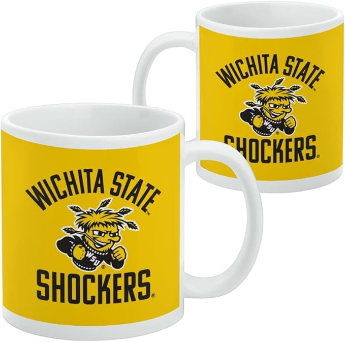 Wichita State Shocker Ceramic Coffee Mug, Novelty Gift Mugs for Coffee, Tea and Hot Drinks, 11oz, White