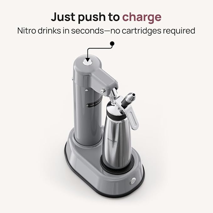 NitroPress DS – Electric Nitro Cold Brew Coffee & Cocktail Maker | Air-Powered Nitrogen Infuser for Smooth Nitro Drinks, Cocktails, Cold Brew & Tea at Home | No Gas Cartridges | Stainless Steel Design
