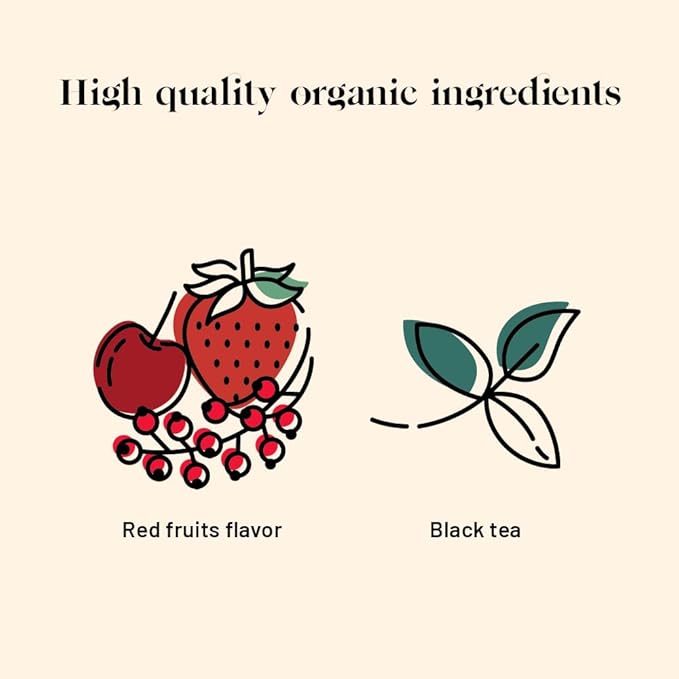 Kusmi Tea - Four Red Fruits - Organic Black Tea - Flavored with Strawberries, Raspberries, Redcurrants & Cherries - Smooth, Flavourful, Caffeinated Tea - Loose Leaf Tea - Tin Box of 3.5 oz