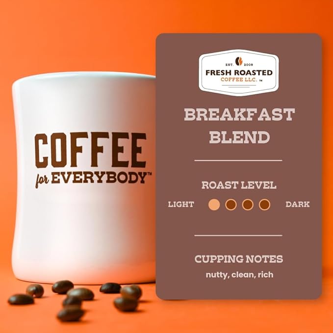 Fresh Roasted Coffee, Breakfast Blend, 2 lb (32 oz), Light Roast, Kosher, Ground 2 Pound (Pack of 1)