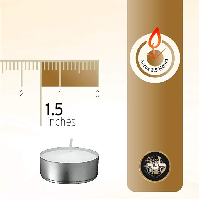 L'ner Tea Light Candles – Set of 300 Unscented Tea Lights – Burns Aprx. 4 Hours – Party & Ambience Candles – Restaurant Decorations
