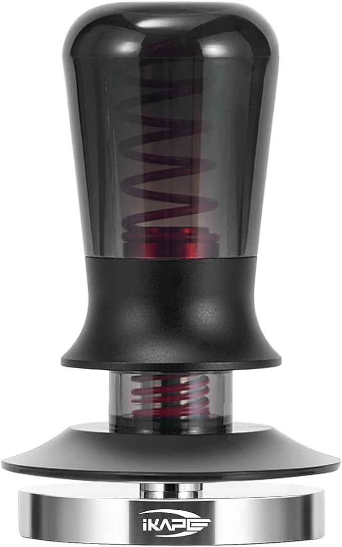 IKAPE 53mm Semi-Transparent Coffee Tamper for Espresso, Spring Calibrated with Threaded Premium Stainless Steel Base, Suitable for 54mm Breville Bottomless Portafilters(New Upgrade)