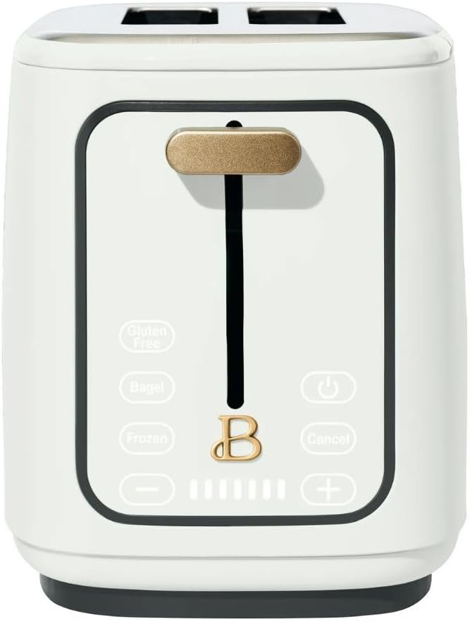 Beautiful by Drew Barrymore 2-Slice Toaster, Touch-Activated Display, 7 Shade Settings, Bagel/Frozen/Reheat Presets.