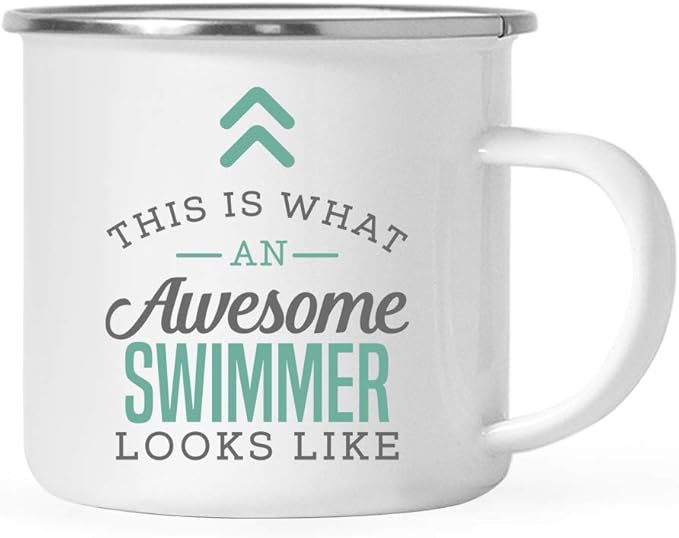 Andaz Press 11oz. Stainless Steel Campfire Coffee Mug, This is What an Awesome Swimmer Looks Like, 1-Pack, Birthday Gift Ideas Coworker Him Her, Includes Gift Box