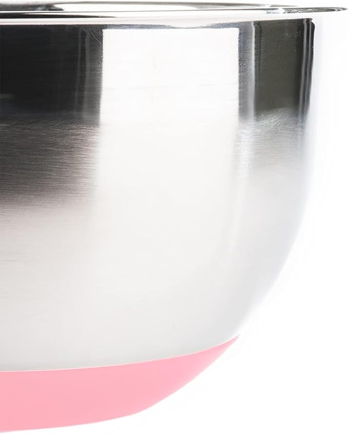 Stainless Steel Mixing Bowls with Lids and Non Slip Bases (Set of 5, Pink)