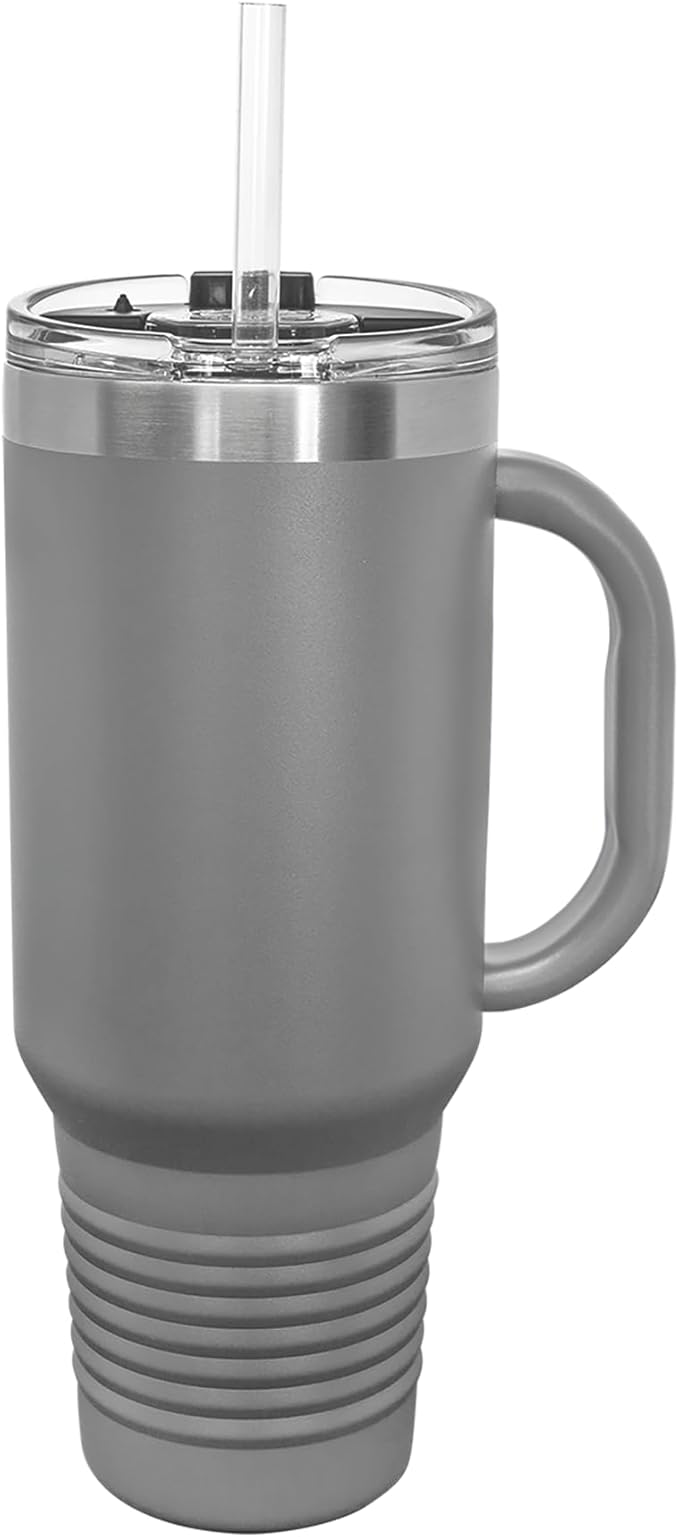 40oz Vacuum Insulated Travel Mug with Handle, Sushi, Personalized Engraving Included (Gray)