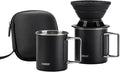 Portable Pour Over Coffee Maker Set, Collapsible Silicone Coffee Dripper Set, Perfect for Travel, Camping, Home (BLACK CUP 2CUP)