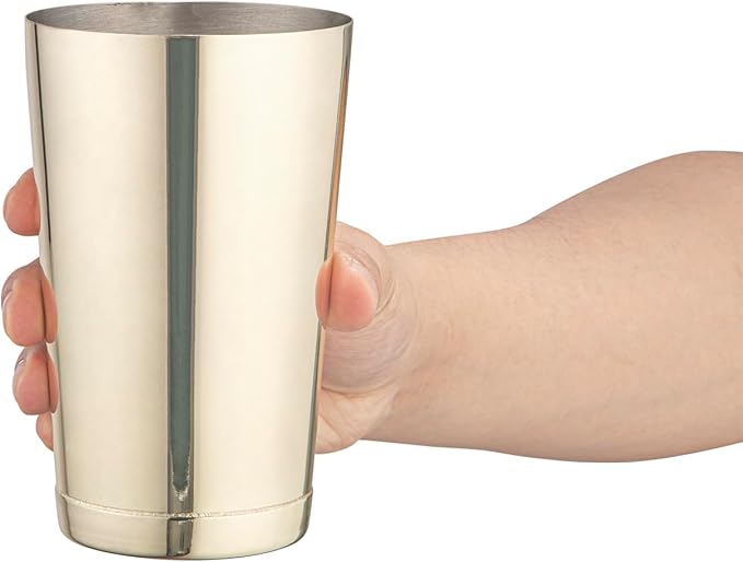 Restaurantware Bar Lux 16 Ounce Boston Shaker 1 Gold-Plated Cocktail Shaker - Weighted Bottom No Leak Stainless Steel Martini Drink Mixer Essential Bar Tool For Home Use Or Bartenders