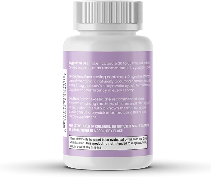 10 mg Extra Strength Dosage Melatonin in Easy-to-Swallow Capsules - 60 Capsule (Pack of 1)