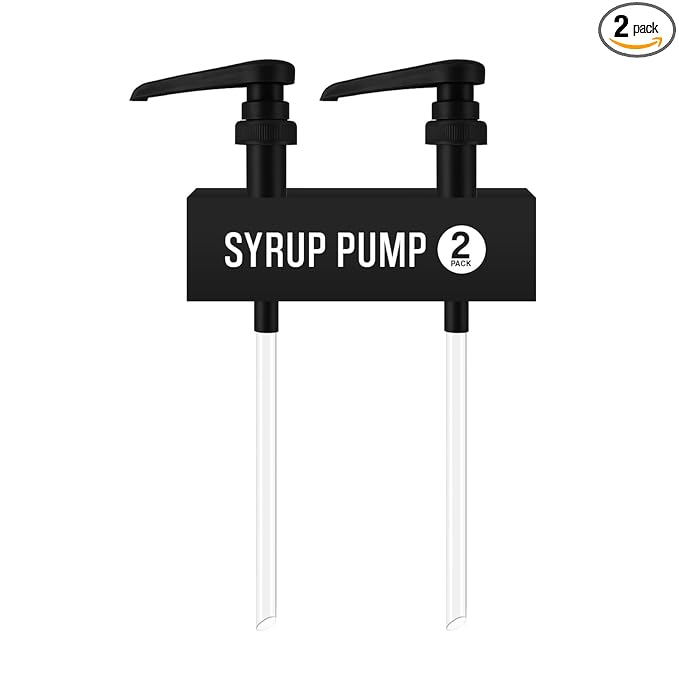 Syrup Pump for Coffee Syrup Bottles – 2-Pack Dispenser Pumps Fits 750ml / 25.4 oz Flavoring Syrup Bottles – Compatible with Torani & More – Black Syrup Dispenser Pump for Home & Cafe Use