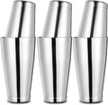 Bulk Commercial Cocktail Shakers 6pc Set, Professional Boston Shakers, Weighted Cocktail Shaker Tins for Bartending - Stainless Steel Bar Shaker Set for Restaurants & Bars - Silver