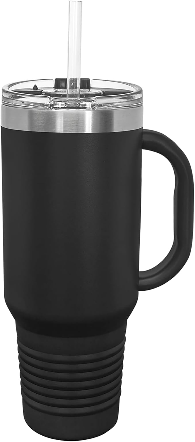 LaserGram 40oz Vacuum Insulated Travel Mug with Handle, Sushi, Personalized Engraving Included (Black)