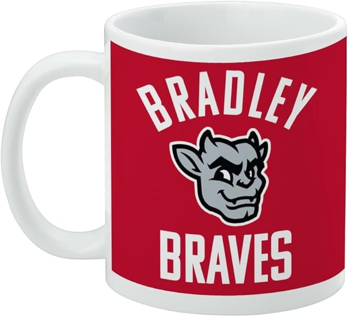 Bradley University Braves Ceramic Coffee Mug, Novelty Gift Mugs for Coffee, Tea and Hot Drinks, 11oz, White