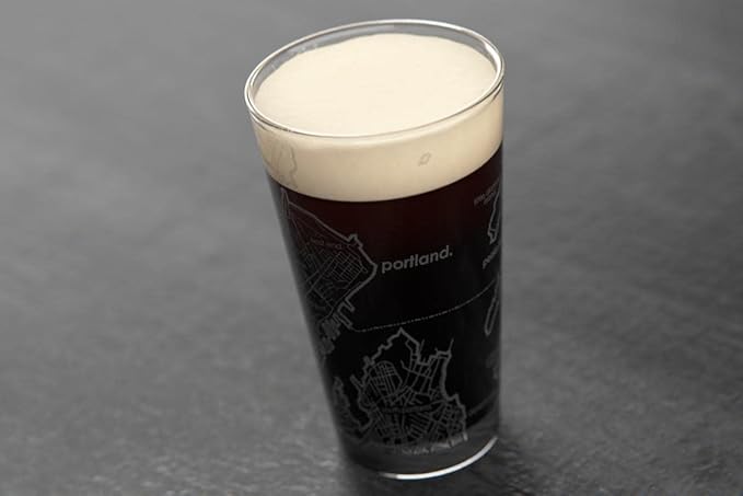 Well Told Engraved Portland Maine Map Pint Glass, Etched Beer Gift (16 oz, Clear) City Map Pint, Custom City Glassware, Gifts For Beer Lovers